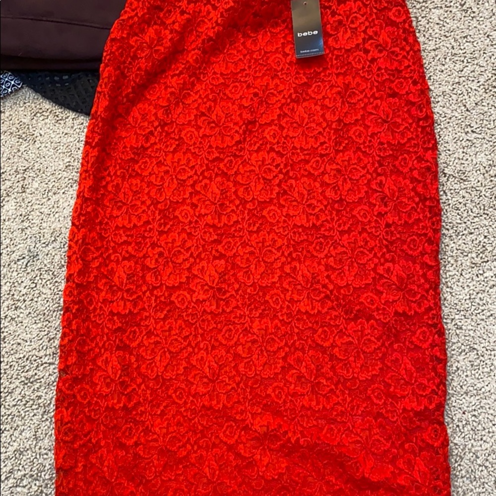 Red lace skirt